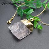 Irregular Healing Stone Pendant Necklace Yoga Rose Crystals