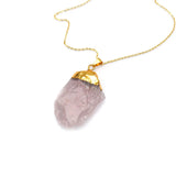 Irregular Healing Stone Pendant Necklace Yoga Rose Crystals