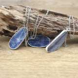 Natural Kyanite Pendant Silvery Plated Healing Necklace