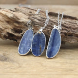 Natural Kyanite Pendant Silvery Plated Healing Necklace