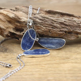 Natural Kyanite Pendant Silvery Plated Healing Necklace