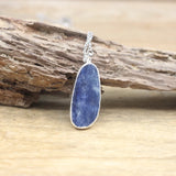 Natural Kyanite Pendant Silvery Plated Healing Necklace