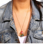 Rainbow Quartz Stone Pendant Wire Wrap Necklace Reiki Healing Crystal Jewelry