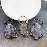 Natural Agate Slice Pendant, Druzy Vintage Necklace Charms