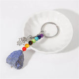 7 Chakras Quartz Stone Keychain Silver Keyring Women Girls Jewelry
