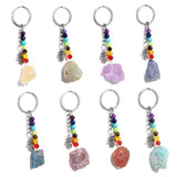 7 Chakras Quartz Stone Keychain Silver Keyring Women Girls Jewelry