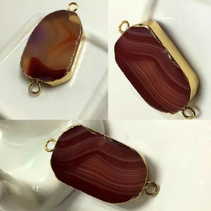 Irregular Agat Choker Necklace for Women, Double Buckle Long Pendant Necklaces
