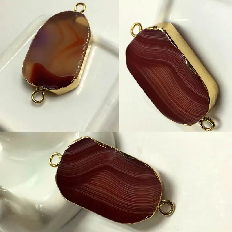 Irregular Agat Choker Necklace for Women, Double Buckle Long Pendant Necklaces