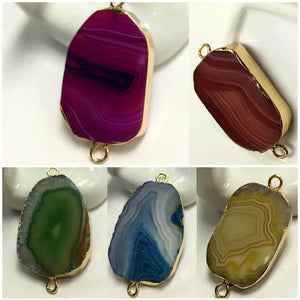 Irregular Agat Choker Necklace for Women, Double Buckle Long Pendant Necklaces
