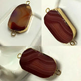 Irregular Agat Choker Necklace for Women, Double Buckle Long Pendant Necklaces