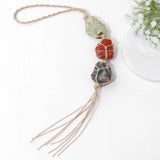 Raw Quartz Car Rearview Mirror Pendant Dream Catcher Home Ornament