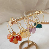 Irregular Stone Drop Earrings Quartz Tassel Citrine Pearl Earrings