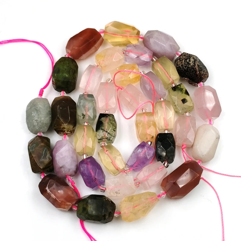 Yellow Fluorite Amethyst Faceted Cut Loose Beads for DIY Jewelry