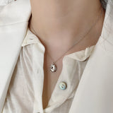 Sterling Silver Overlapping Circle Necklace Double Pendant