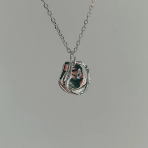 Sterling Silver Overlapping Circle Necklace Double Pendant