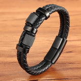 Irregular Pattern Shape Men's Stainless Steel Leather Bracelet