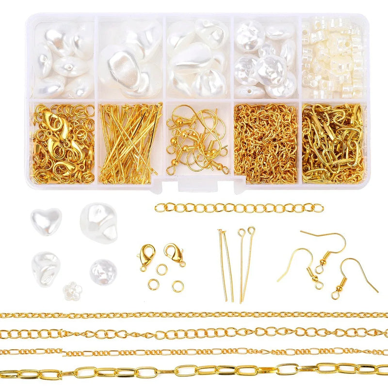 Pearl Beads Jewelry Making Kit Ear Hook Spacer Beads for DIY Bracelet