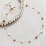 Mixed Purple Pink Baroque Pearl Choker Necklace for Women