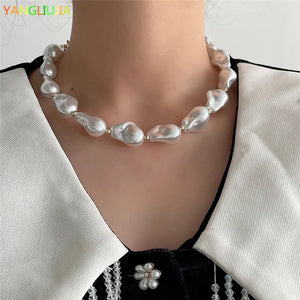 Irregular Pearls Necklace European American Style Personality Chain Of Clavicle