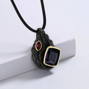 Punk Style Purple Zircon Pendant Necklace for Women