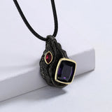 Punk Style Purple Zircon Pendant Necklace for Women