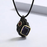 Punk Style Purple Zircon Pendant Necklace for Women