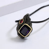 Punk Style Purple Zircon Pendant Necklace for Women
