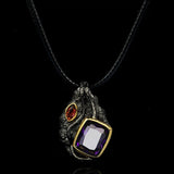 Punk Style Purple Zircon Pendant Necklace for Women