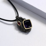 Punk Style Purple Zircon Pendant Necklace for Women