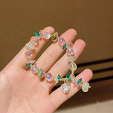 Prehnite Bracelet Set with Love Heart Pendant