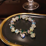 Prehnite Bracelet Set with Love Heart Pendant