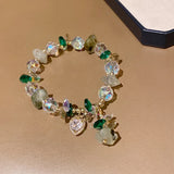 Prehnite Bracelet Set with Love Heart Pendant