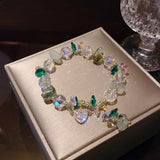 Prehnite Bracelet Set with Love Heart Pendant