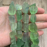Raw Green Fluorite Crystal Nugget Beads 15.5Inch MY210918