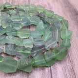 Raw Green Fluorite Crystal Nugget Beads 15.5Inch MY210918
