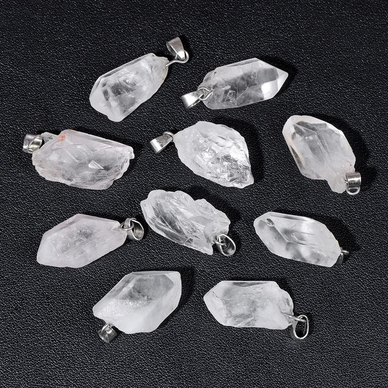 Irregular Raw Stone Agates Quartz Pendant for Jewelry Making DIY