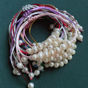 Colorful Freshwater Pearl Bracelet with Rope Charm Strand