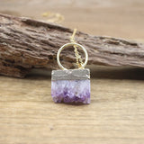 Irregular Rectangle Amethysts Geode Pendants Healing Necklace