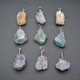 Rough Rose Quartz Wire Wrapped Pendant Necklace
