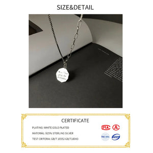 Vintage 925 Silver Disc Letter Pendant Necklace for Women