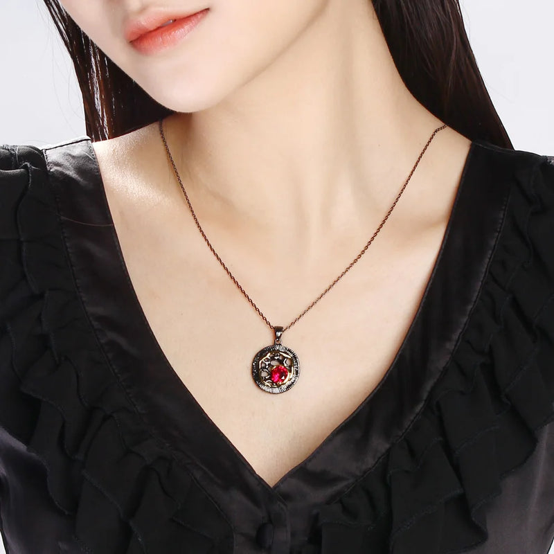 Irregular Red Stone Pendant Necklace for Women