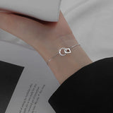 S925 Sterling Silver Square Round Bracelet Adjustable Bangle for Women