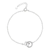S925 Sterling Silver Square Round Bracelet Adjustable Bangle for Women