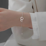 S925 Sterling Silver Square Round Bracelet Adjustable Bangle for Women