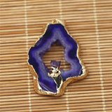 Geode Agates Slice Pendant with Amethysts Point Quartz