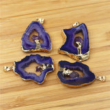 Geode Agates Slice Pendant with Amethysts Point Quartz