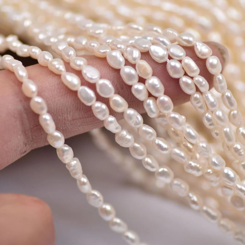 Irregular Baroque 3-4mm Pearl Necklace Semi-Finished DIY Jewelry