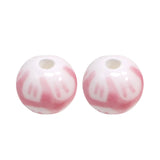Smudged Painted Ceramic Round Beads for DIY Bracelets
