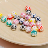 Smudged Painted Ceramic Round Beads for DIY Bracelets
