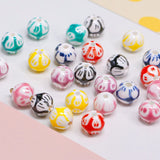 Smudged Painted Ceramic Round Beads for DIY Bracelets